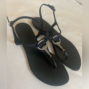 Gucci horsebit flat sandals black size 38 (US size 7.5-8)